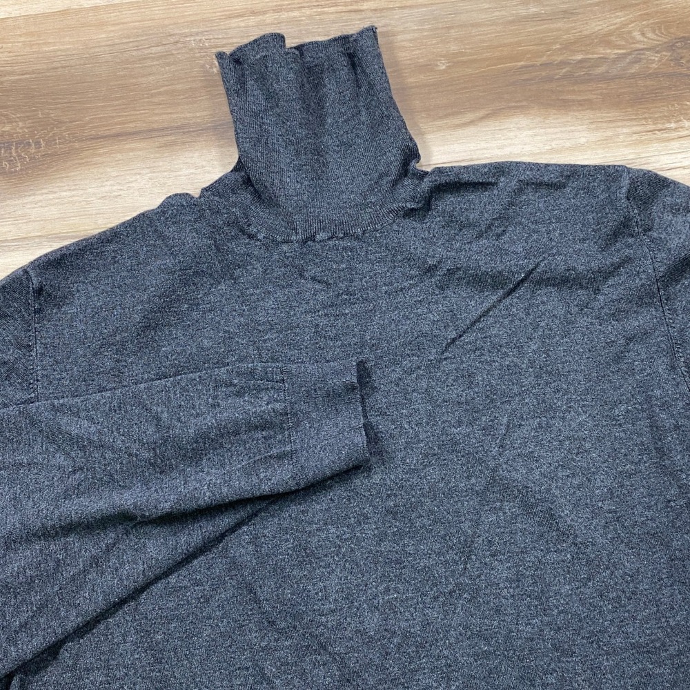 Zara Turtleneck Sweater Mens XL Minimalist Viscose Blend Slim Fit Gray Classic